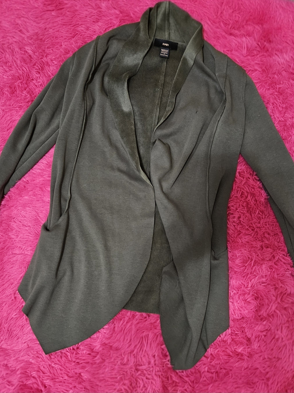 RANI Olive Green Open-Front Draped Blazer